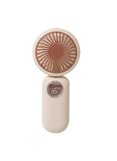 Thoraya Portable Handheld Fan Cartoon Cute USB Rechargeable Hanging Neck Folding Small Portable Fan for Home Travel Office Apricot  - Image 1