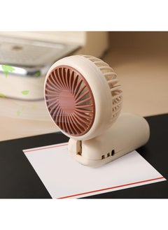 Thoraya Portable Handheld Fan Cartoon Cute USB Rechargeable Hanging Neck Folding Small Portable Fan for Home Travel Office Apricot  - Image 5