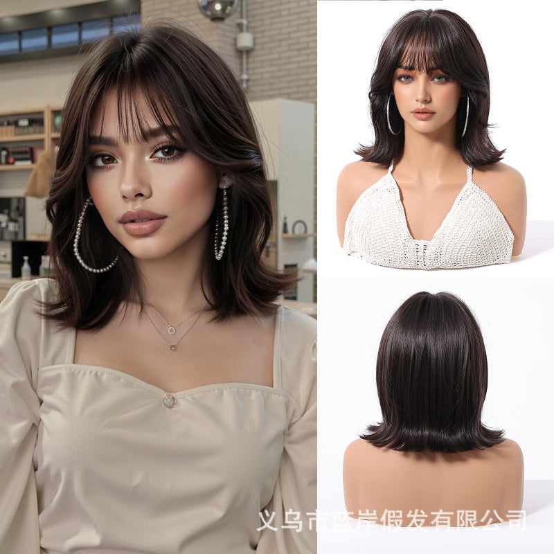Summer Short Bob Wig for Women, Seamless Full Head High-Temperature Silk Synthetic Hair, Trendy and Stylish