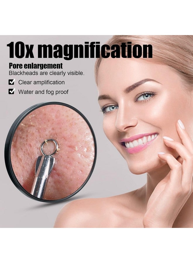 Simxen Magnifying Mirror,10X Magnifier Mirrors with 2 Suction Cups, Small Travel Magnifying Mirror for Eyebrow Tweezing, Blackhead Blemish Removal (Black) - Image 4