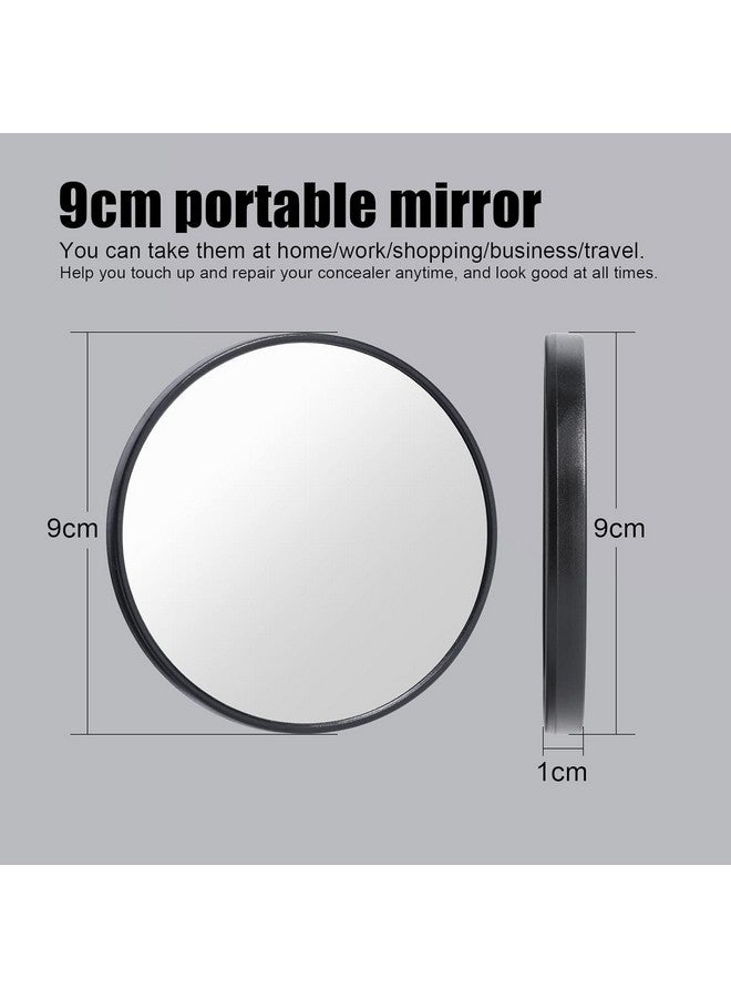 Simxen Magnifying Mirror,10X Magnifier Mirrors with 2 Suction Cups, Small Travel Magnifying Mirror for Eyebrow Tweezing, Blackhead Blemish Removal (Black) - Image 2