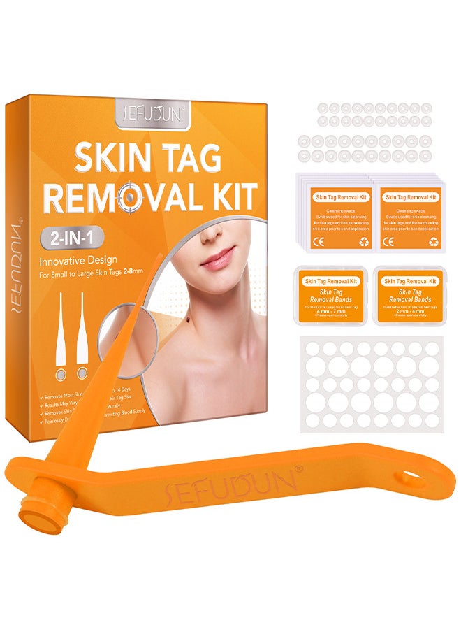 Sefudun - 2 In 1 Skin Tag Removal Tool Kit Painless Easy-Using Device For Small To Large Sized Skin Tag On Face Neck And Body， Double Head Wart Removal Tool Skin Tag Removal Orange - Image 1