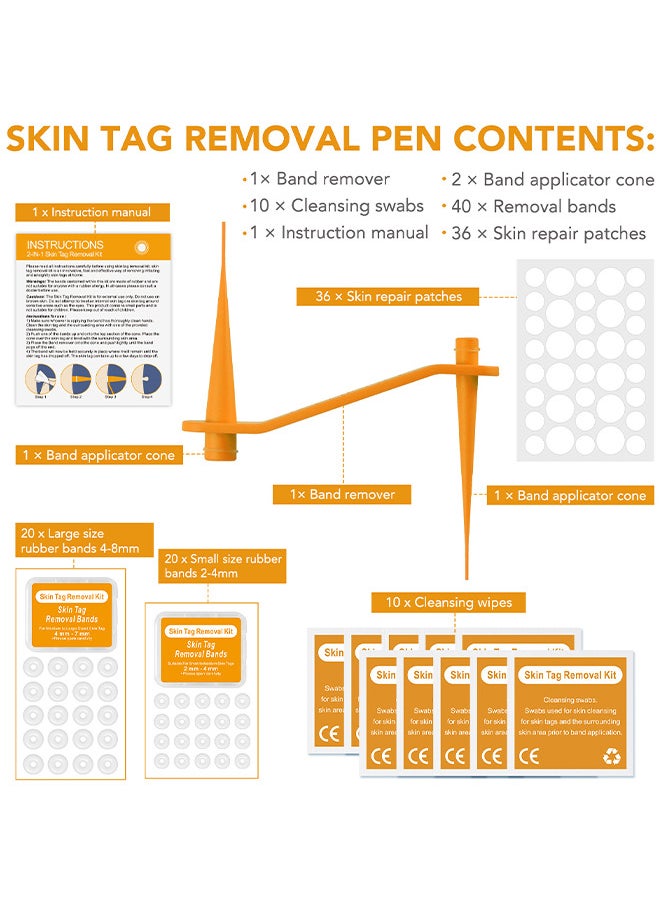 Sefudun - 2 In 1 Skin Tag Removal Tool Kit Painless Easy-Using Device For Small To Large Sized Skin Tag On Face Neck And Body， Double Head Wart Removal Tool Skin Tag Removal Orange - Image 1