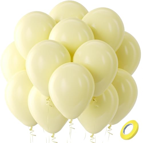 Bezente Pastel Yellow Latex Party Balloons 100 Pack 12 inch Round Helium Light Yellow Balloons for Easter Birthday Bridal Shower Wedding Sunflower Party Decorations - Image 1