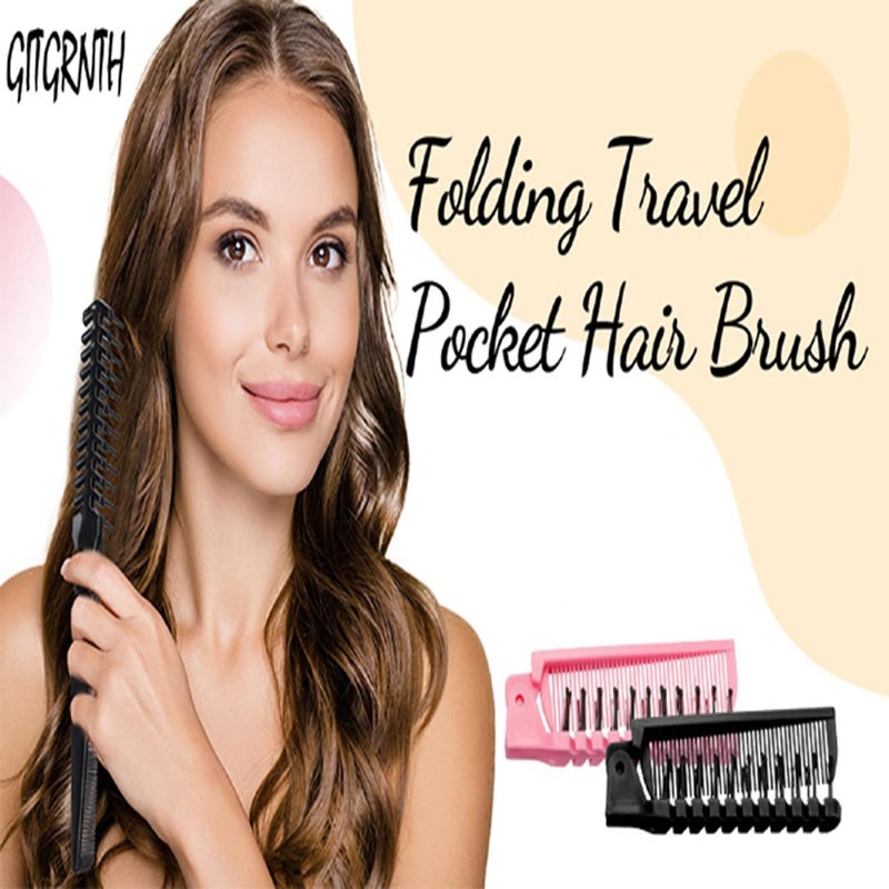 GITGRNTH Portable Travel Folding Comb Brush Compact Foldable Hair Brush For Travelling Pocket Size Comb Double Headed for Women & Men (Pack Of 1) - Image 1