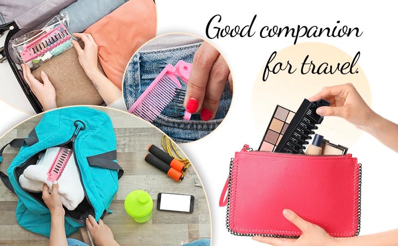 GITGRNTH Portable Travel Folding Comb Brush Compact Foldable Hair Brush For Travelling Pocket Size Comb Double Headed for Women & Men (Pack Of 1) - Image 2