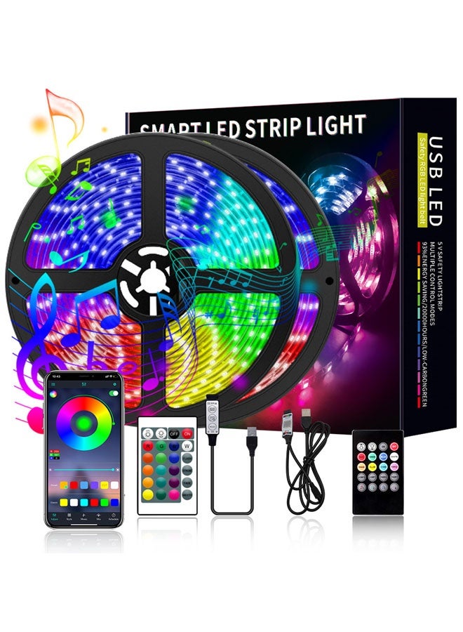 بيوينتي أضواء LED للتلفزيون أدى الخلفية، 5 م / 16.4 قدم RGB أدى الشريط أضواء للتلفزيون ل 50-80 بوصة، 150 أدى USB أدى الشريط الضوئي - Image 1