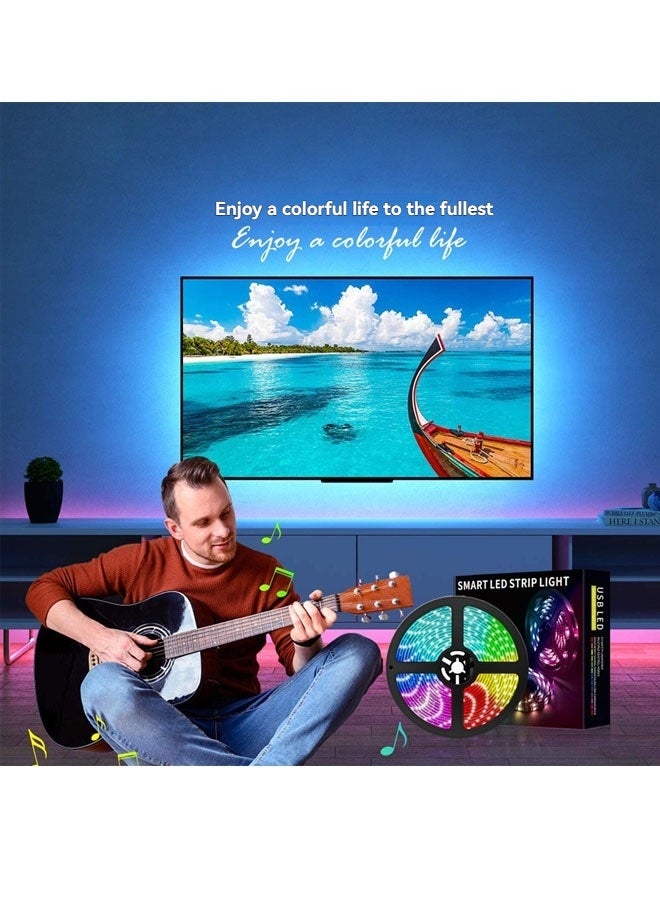 بيوينتي أضواء LED للتلفزيون أدى الخلفية، 5 م / 16.4 قدم RGB أدى الشريط أضواء للتلفزيون ل 50-80 بوصة، 150 أدى USB أدى الشريط الضوئي - Image 5