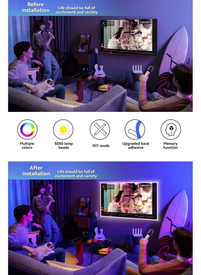 بيوينتي أضواء LED للتلفزيون أدى الخلفية، 5 م / 16.4 قدم RGB أدى الشريط أضواء للتلفزيون ل 50-80 بوصة، 150 أدى USB أدى الشريط الضوئي - Image 4