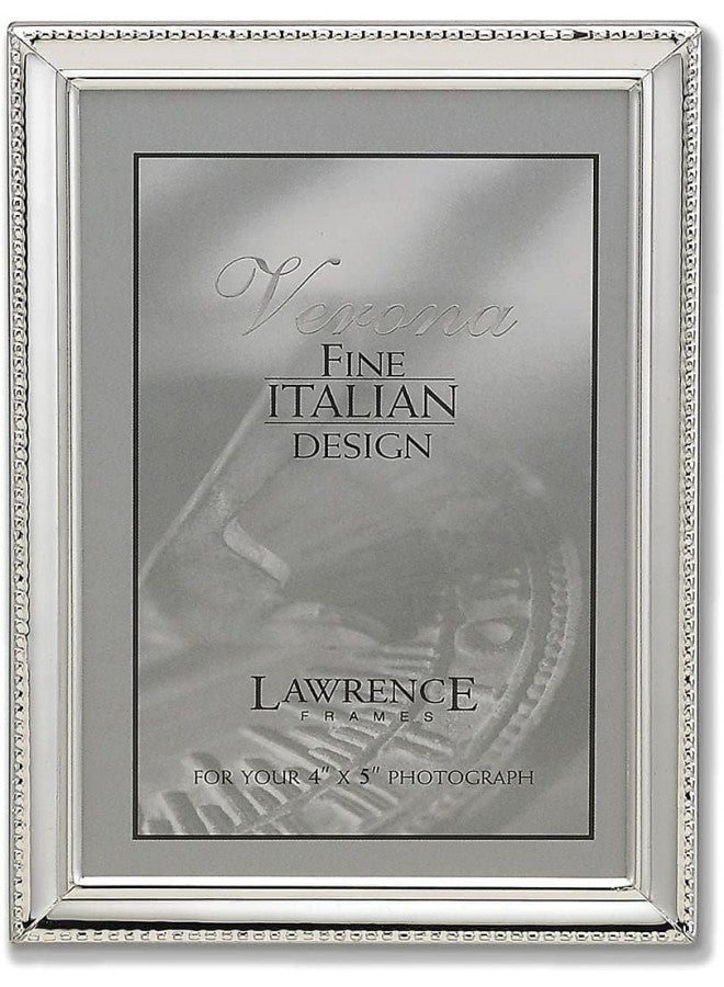 Lawrence Frames 11645 Polished Silver Plate 4x5 Picture Frame - Bead Border Design