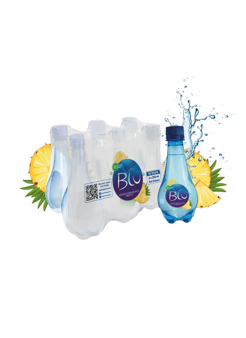 Blu Pineapple Sparkling Water - No Added Sugar - Zero calories 6 x 250ml - Image 2