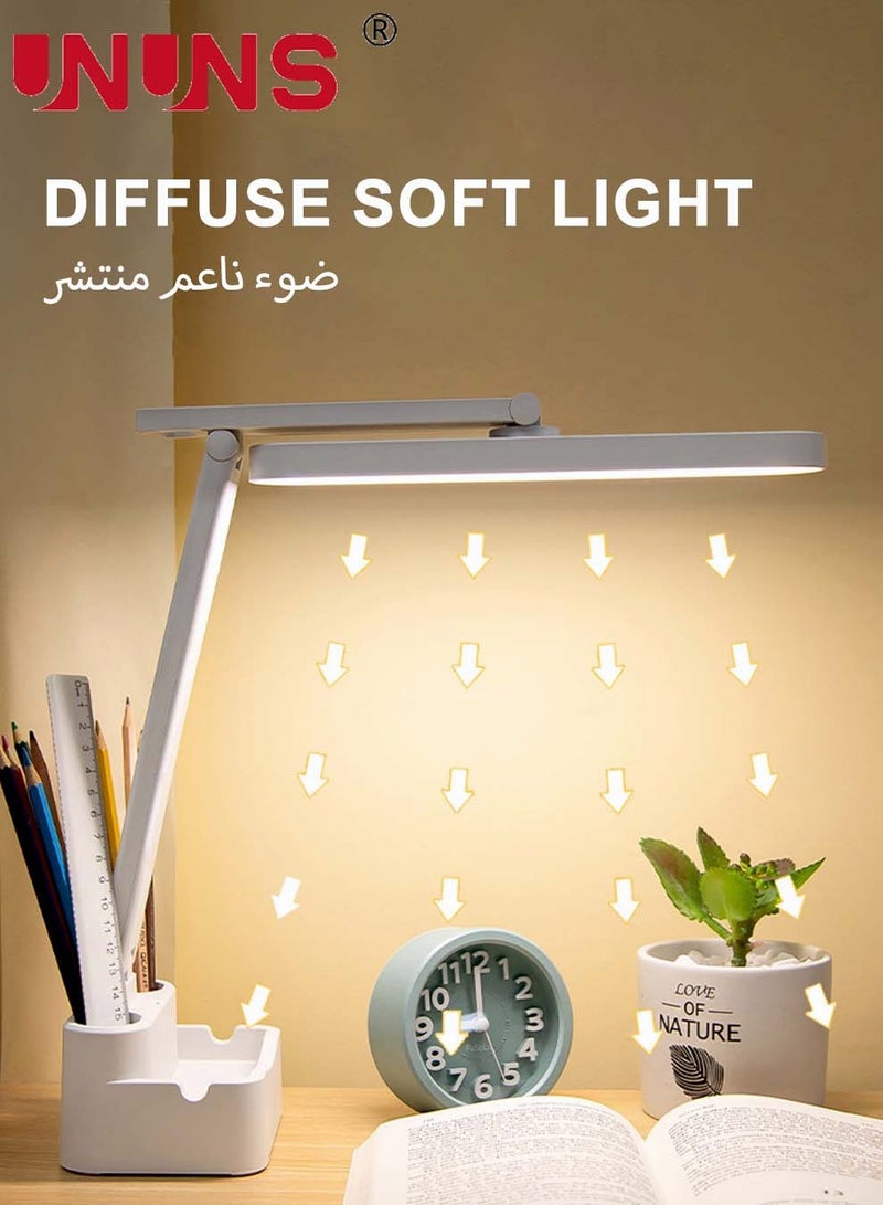 UNUNS LED Desk Lamp With USB Port,Eye-Caring Table Lamp With 3 Color Light Modes,Remote Control Desk Lamp Desk Light With Phone Holder And Storage,Led Desk Lamp - Image 2
