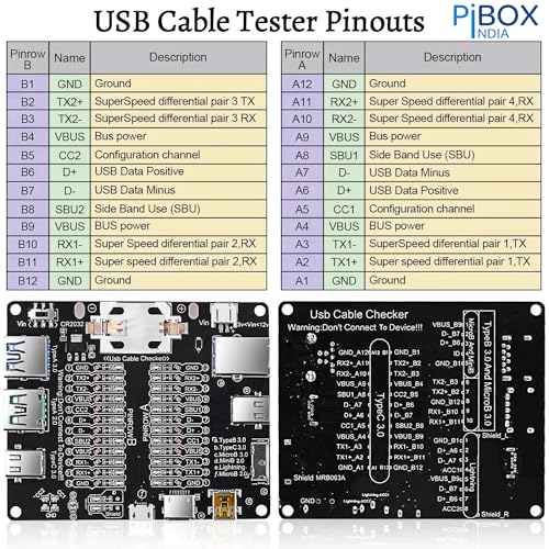 PiBox India T324 USB 4.0 Cable Tester Board - Professional Continuity Checker with 24 LED Indicators for USB Type-C/USB-A/Micro-B/Mini-B Continuity Testing Lightning Cables with Acrylic Case - Image 5