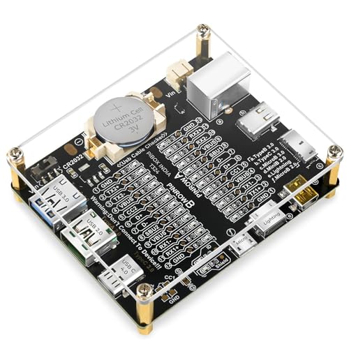 PiBox India T324 USB 4.0 Cable Tester Board - Professional Continuity Checker with 24 LED Indicators for USB Type-C/USB-A/Micro-B/Mini-B Continuity Testing Lightning Cables with Acrylic Case - Image 1