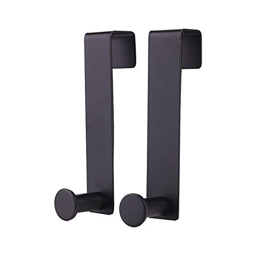 mingol Hooks for Cabinets and Cupboards Doors, Shower Hooks Towel Hanger for Glass Door, Towel Hooks for Kitchen Bathroom Cabinets Cupboards, Stainless Steel Utility Hooks, Pack of 2, Black - Image 1