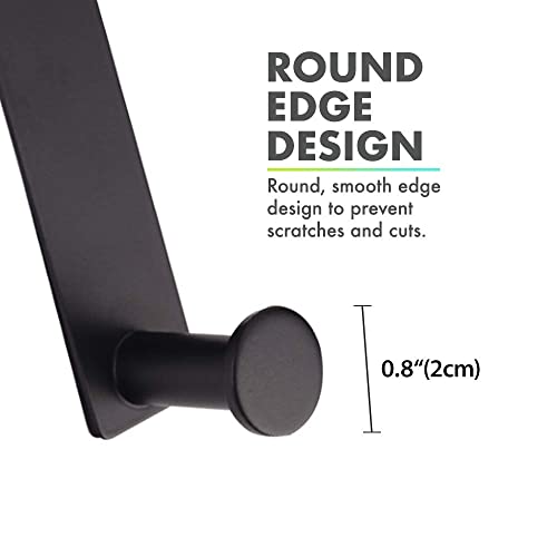mingol Hooks for Cabinets and Cupboards Doors, Shower Hooks Towel Hanger for Glass Door, Towel Hooks for Kitchen Bathroom Cabinets Cupboards, Stainless Steel Utility Hooks, Pack of 2, Black - Image 5