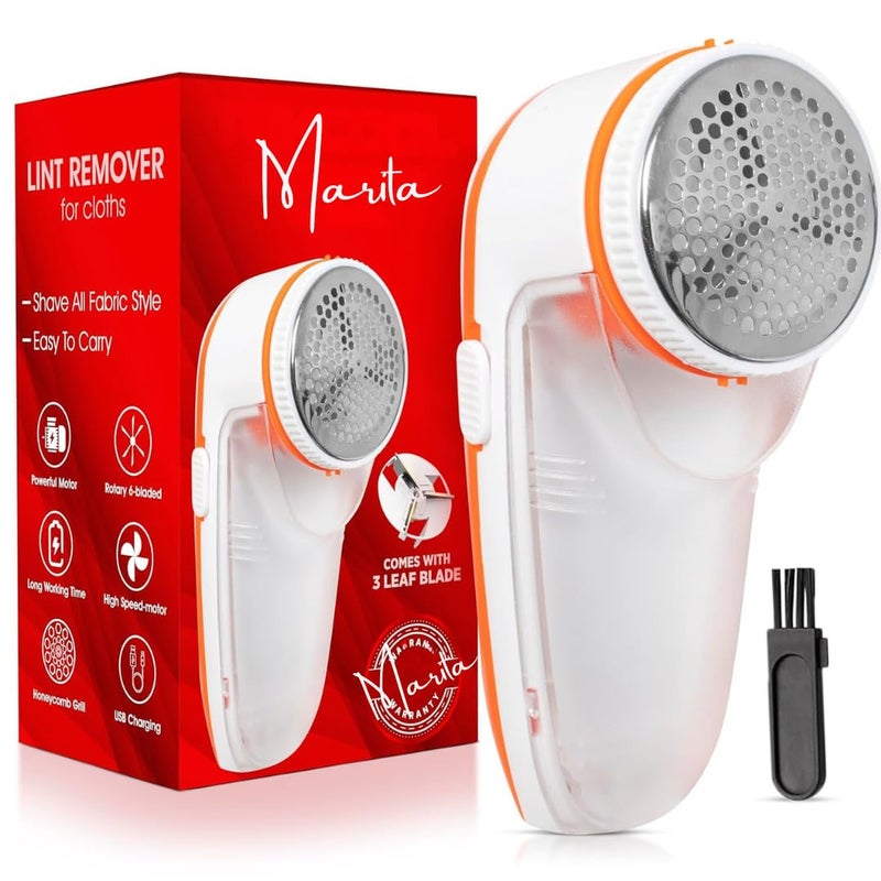 Marita Marita Lint Remover Fabric Brush Rechargeable for Woolen Sweaters Clothes Shirts Jackets Burr Remover Pill Remover from Carpets Curtains Multicolour - Image 1