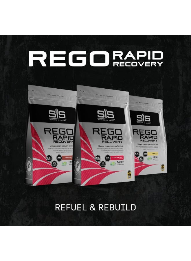 SIS REGO Rapid Recovery, Unique Vegan Recovery Formula,with carbohydrates to stimulate the recovery of normal muscle function & protein to support growth of muscle mass.2.5g L-LEUCINE, 21G protein,15 vit. & minerals Chocolate Flavour, 30 Servings, 1.5kg  - Image 5