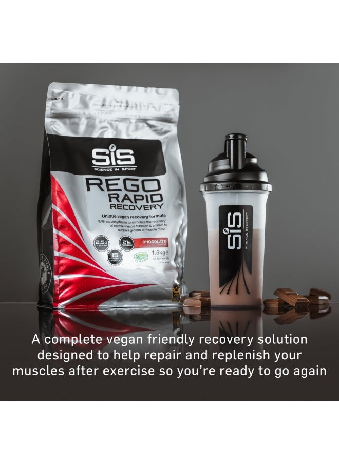 SIS REGO Rapid Recovery, Unique Vegan Recovery Formula,with carbohydrates to stimulate the recovery of normal muscle function & protein to support growth of muscle mass.2.5g L-LEUCINE, 21G protein,15 vit. & minerals Chocolate Flavour, 30 Servings, 1.5kg  - Image 2