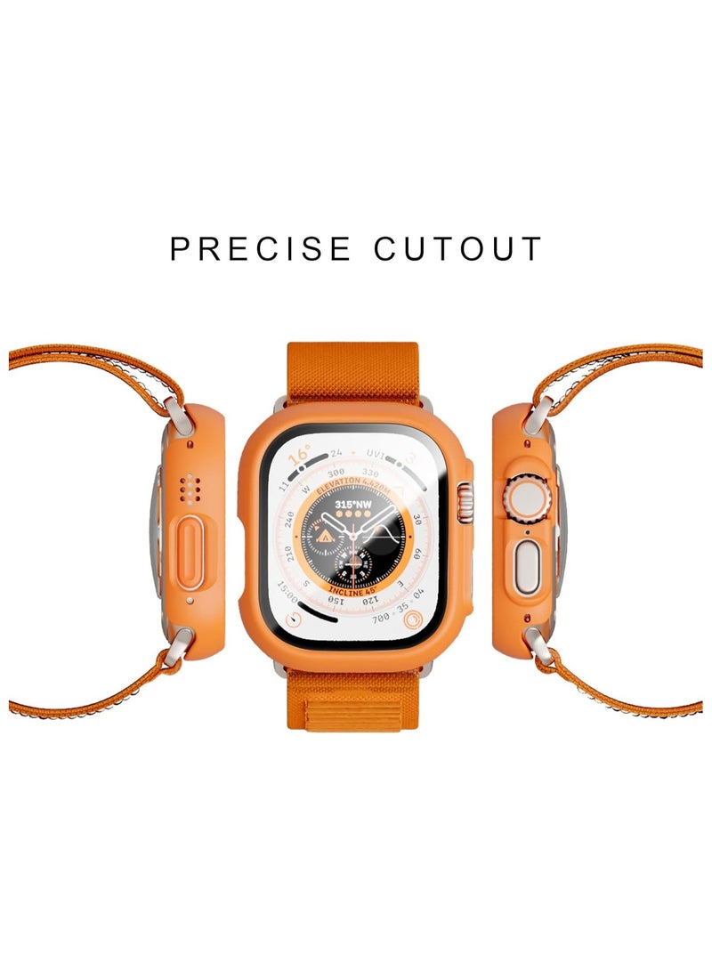 FARROBIZZ 2 Pack Case with Tempered Glass Screen Protector for Apple Watch Ultra 49mm, Slim Guard Bumper Full Coverage Hard PC Protective Cover Thin Case for iWatch Ultra 49mm Accessories,Orange+Black - Image 2