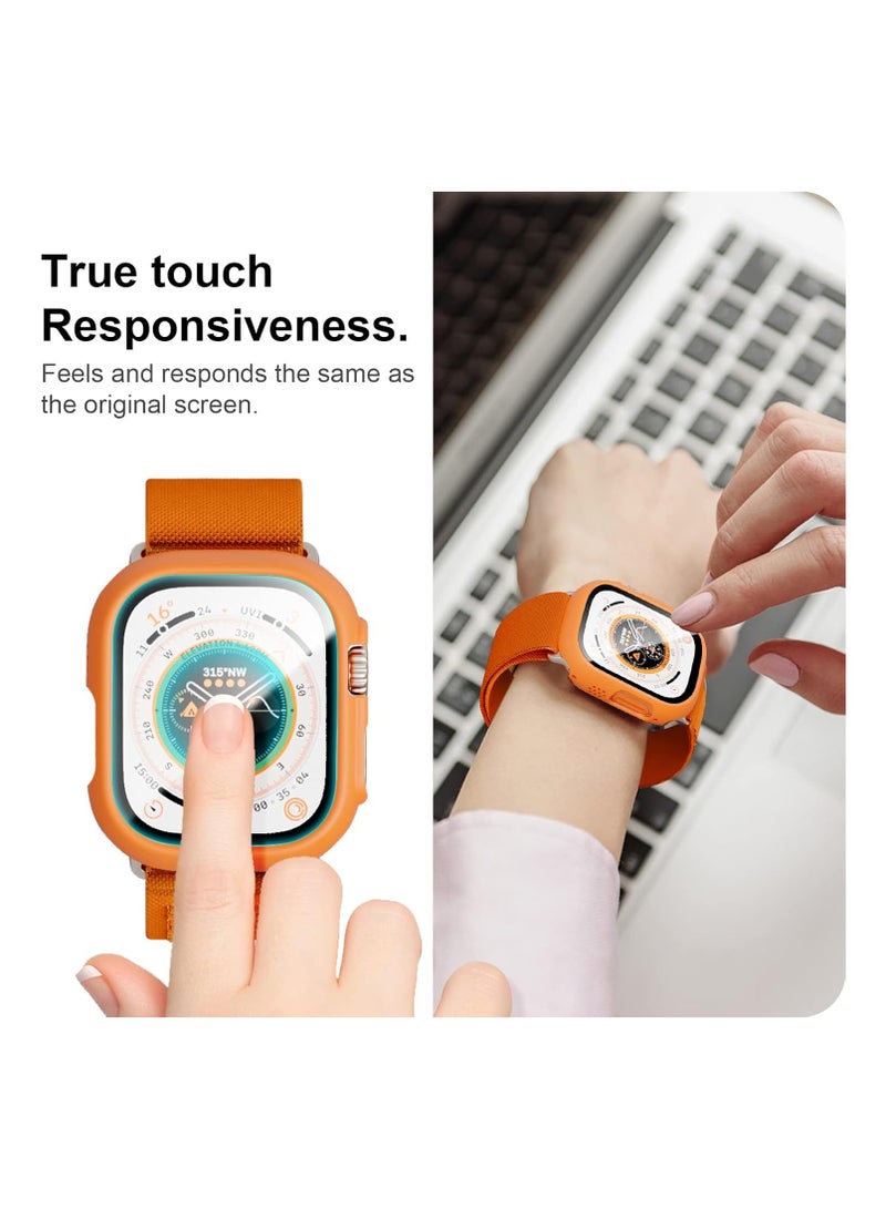 FARROBIZZ 2 Pack Case with Tempered Glass Screen Protector for Apple Watch Ultra 49mm, Slim Guard Bumper Full Coverage Hard PC Protective Cover Thin Case for iWatch Ultra 49mm Accessories,Orange+Black - Image 4