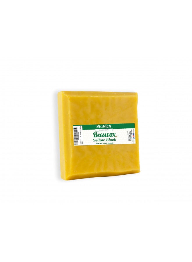 Stakich Yellow Beeswax Block - Natural, Triple Filtered - 1 Pound, Honey Scent - Image 1