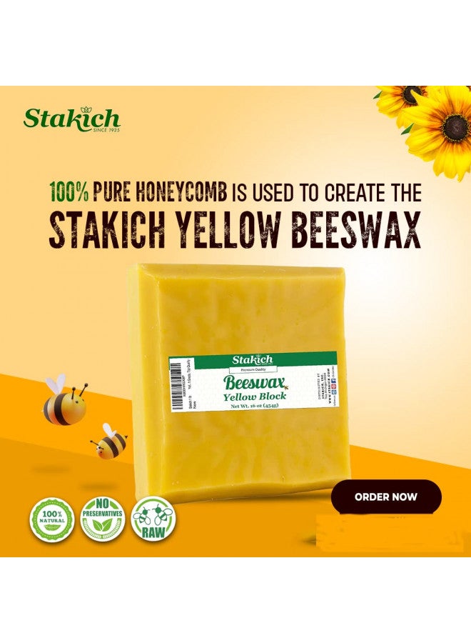 Stakich Yellow Beeswax Block - Natural, Triple Filtered - 1 Pound, Honey Scent - Image 2
