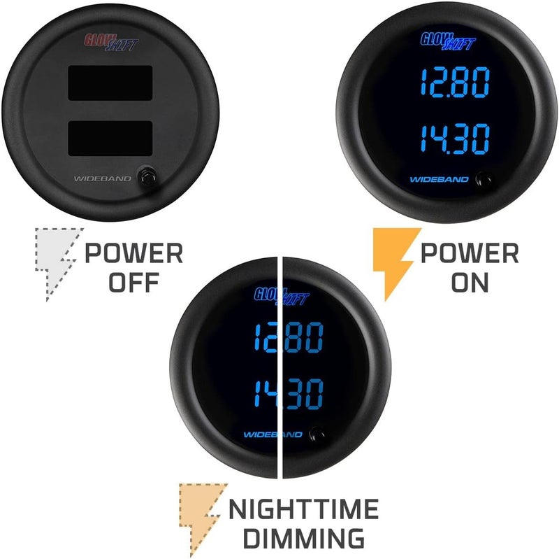 GlowShift Black 7 Color Dual Digital Wideband Air/Fuel Ratio AFR Gauge Kit - Image 5