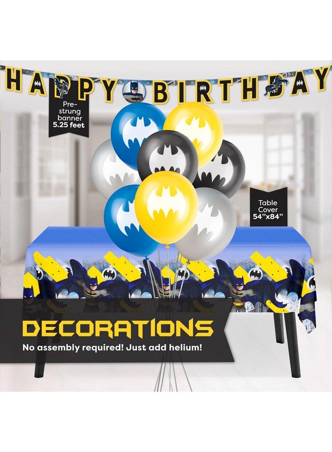 Unique Batman Birthday Party Supplies | Batman Party Supplies | Batman Birthday Decorations | Batman Party Decorations | Balloons, Banner, Table Cover, Masks, Plates, Cake Plates, Napkins, Cups, Button - Image 4