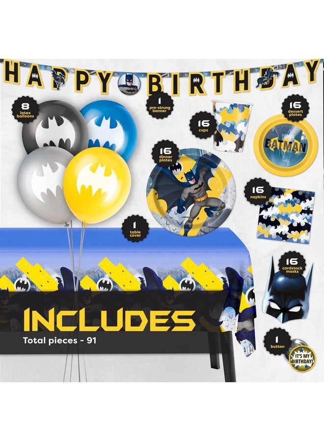 Unique Batman Birthday Party Supplies | Batman Party Supplies | Batman Birthday Decorations | Batman Party Decorations | Balloons, Banner, Table Cover, Masks, Plates, Cake Plates, Napkins, Cups, Button - Image 2