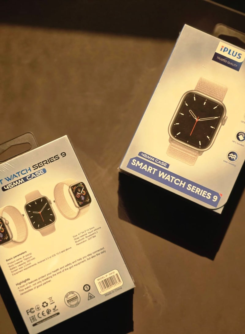 iplus 45mm Smart Watch 9th Generation with Two Straps and Iplus Screen Protector - Image 1