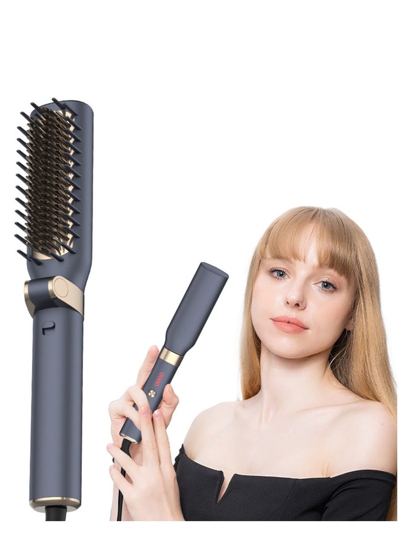 Captaintech Hot Air Comb Portable Hair Straightening Brush Upgraded Heated Comb Teeth One-Touch Folding Hot Air Comb For Women Any Hair Type Can Easily Handle Hot Air Straightener - Image 1