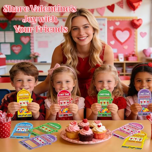 TICIAGA 48 Set Valentines Day Funny Machine Candy Holder Greeting Card, Fun Exchange Card Bulk with Clear Treat Bag for Kids Classroom Activities, DIY Exchange Gift for Boy Girl Valentines Party Favor - Image 5