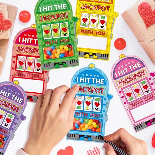 TICIAGA 48 Set Valentines Day Funny Machine Candy Holder Greeting Card, Fun Exchange Card Bulk with Clear Treat Bag for Kids Classroom Activities, DIY Exchange Gift for Boy Girl Valentines Party Favor - Image 4