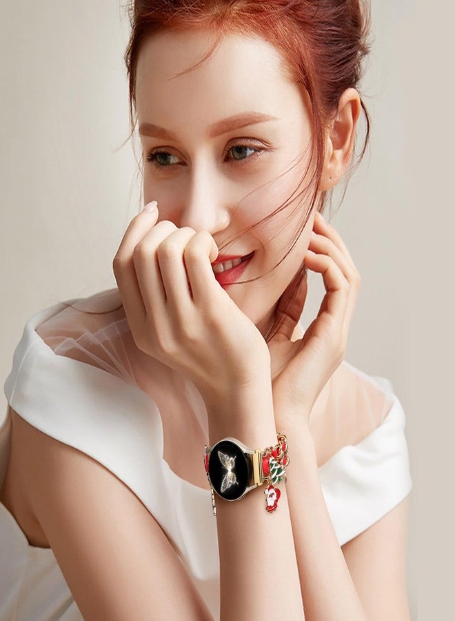 DAQIN Stylish Metal Band Compatible with Samsung Galaxy Watch 7 Band/FE 6 5 4 40mm 44mm,Galaxy Active 2, 20mm Watch Strap Pretty Chain with Cute Decorative Charms Accessories for Samsung Watch Bands Women - Image 2