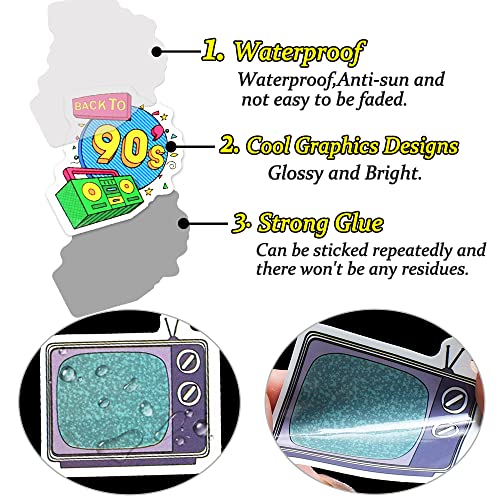 QTL 80s 90s Stickers for Adults Retro Party Supplies Waterproof Vinyl Stickers for Water Bottle Vintage Decorations 70Pcs - Image 5