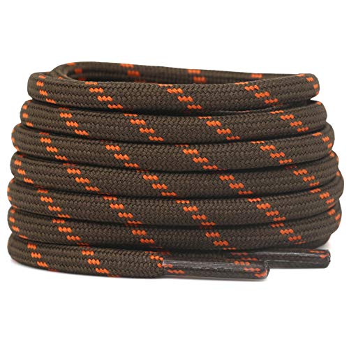 DELELE 2 Pair Thick Round Climbing Shoelaces Light Brown Orange Dots Hiking Shoe Laces Boot Laces 53 inch - Image 1