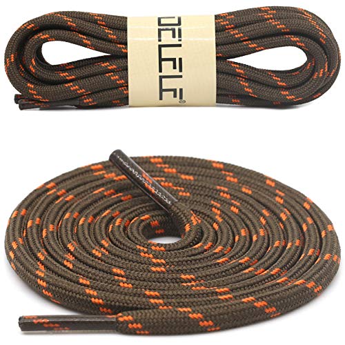DELELE 2 Pair Thick Round Climbing Shoelaces Light Brown Orange Dots Hiking Shoe Laces Boot Laces 53 inch - Image 2
