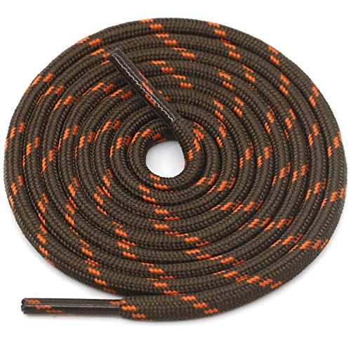 DELELE 2 Pair Thick Round Climbing Shoelaces Light Brown Orange Dots Hiking Shoe Laces Boot Laces 53 inch - Image 3