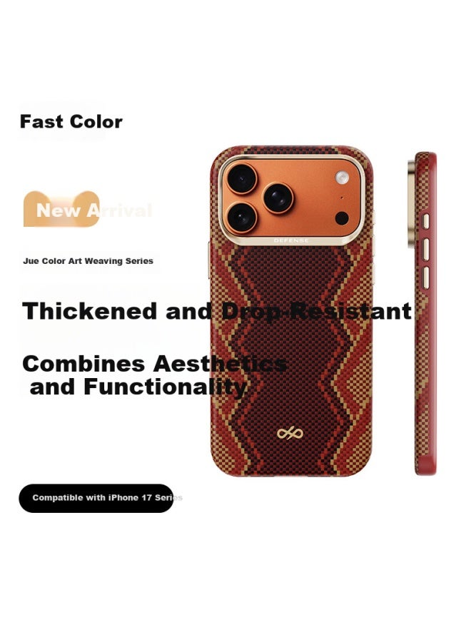 Defense Cold Porcelain Camera Button Kevlar Magnetic Art Woven Business Iphone 17 Pro Case Shockproof Protection Cover - Image 1