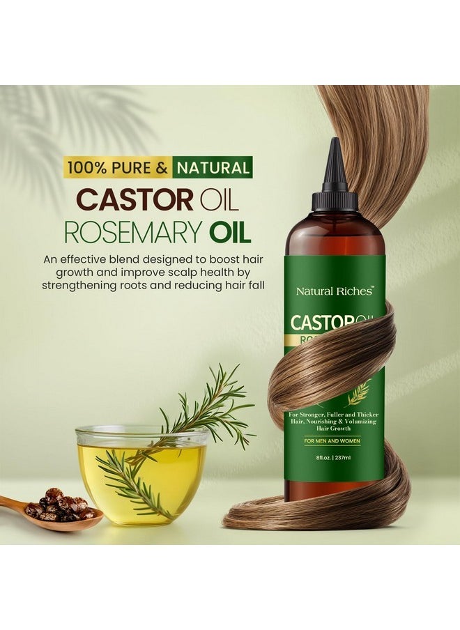 Natural Riches Natural Riches Castor Oil with Rosemary Oil, 8 fl oz, For Stronger, Fuller and Thicker Hair Growth Handcraft Blends Organic Castor Oil with Rosemary Oil Premium Grade hair treatment  - Image 3
