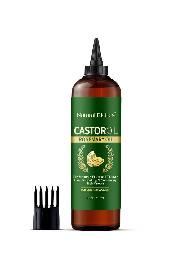 Natural Riches Natural Riches Castor Oil with Rosemary Oil, 8 fl oz, For Stronger, Fuller and Thicker Hair Growth Handcraft Blends Organic Castor Oil with Rosemary Oil Premium Grade hair treatment  - Image 1