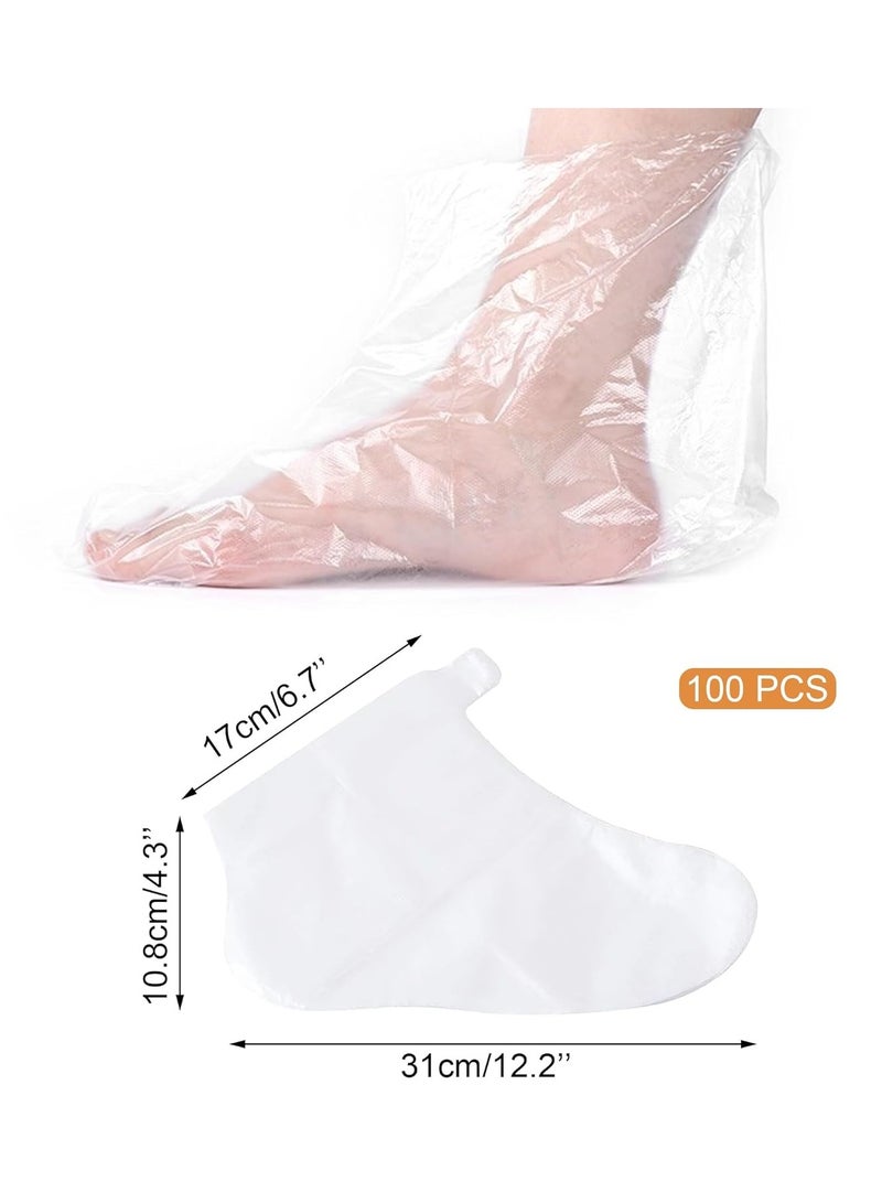 Generic 100 PCS Plastic Disposable Foot Covers, Paraffin Bath Liners for Feet, Clear Foot Mask Socks for Pedicure, Spa, Trial Shoe - Image 2