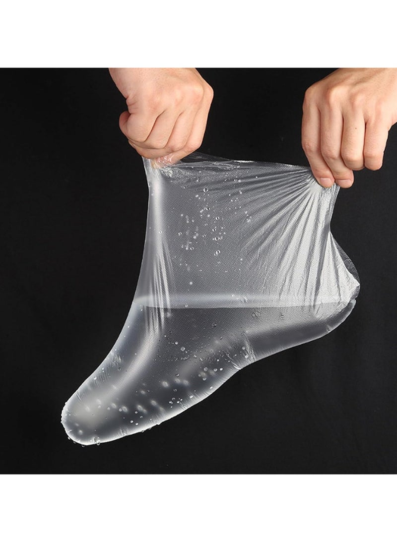 Generic 100 PCS Plastic Disposable Foot Covers, Paraffin Bath Liners for Feet, Clear Foot Mask Socks for Pedicure, Spa, Trial Shoe - Image 5