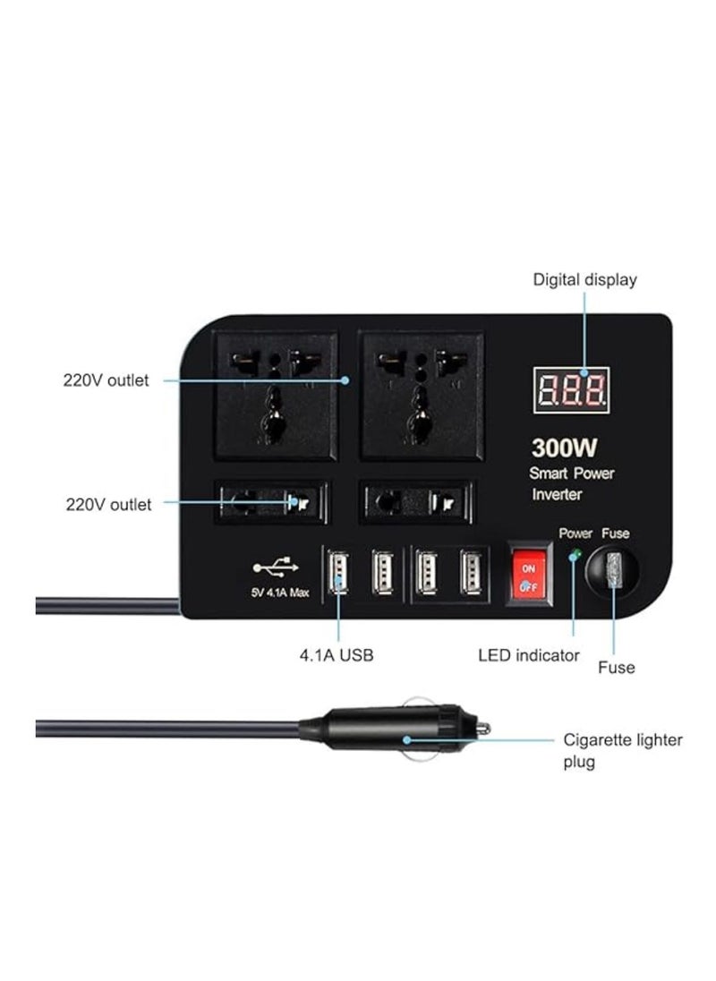 Generic - 300W Car Charger Converter Power Inverter DC 12V To AC 220V Fast Charging Sine Wave Inverter Overheat Protection - Image 1