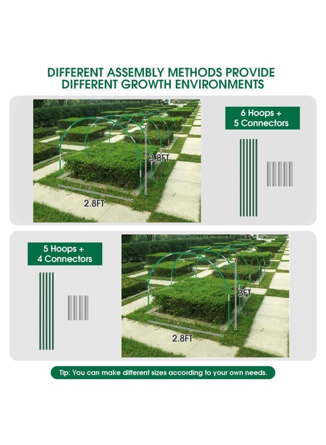 Hoyejyou 72Pcs Garden Hoops for Raised Beds, 12 Sets of 8Ft Rust-Free Fiberglass Garden Hoops Frame, Greenhouse Hoops Grow Tunnel, DIY Plant Support Garden Stakes for Row Cover/Fabric - Image 4