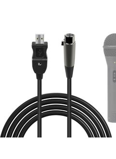 Geekria Geekria for Creators USB to XLR Female Microphone Cable 10 ft / 3 M, Compatible with FIFINE K688, AmpliGame AM8, Shure MV7, Samson Technologies Q2U, Rode PodMic, Balanced Mic Cord (Black)  - Image 1