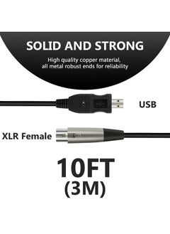Geekria Geekria for Creators USB to XLR Female Microphone Cable 10 ft / 3 M, Compatible with FIFINE K688, AmpliGame AM8, Shure MV7, Samson Technologies Q2U, Rode PodMic, Balanced Mic Cord (Black)  - Image 2