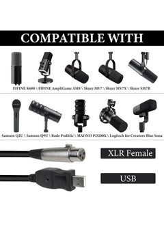 Geekria Geekria for Creators USB to XLR Female Microphone Cable 10 ft / 3 M, Compatible with FIFINE K688, AmpliGame AM8, Shure MV7, Samson Technologies Q2U, Rode PodMic, Balanced Mic Cord (Black)  - Image 3