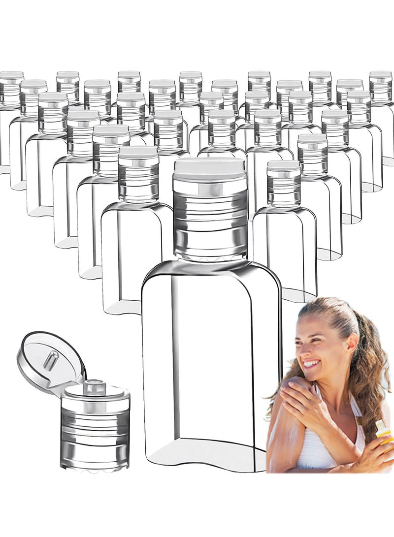 SOLARAE Empty Clear Plastic Travel Bottles 30 Pieces 1oz Containers Portable with Flip Cap Refillable Reusable Squeezable Toiletry Cosmetic - Image 1